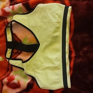 Lime Green Sports Bra with Black Accents